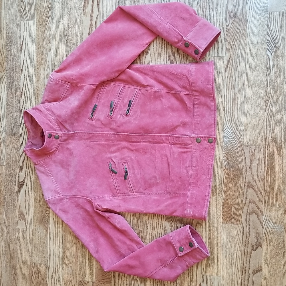 (S) I.B Exchange 100% Leather Shell Suede 90s Jacket Soft Classic Retro Moto Wow